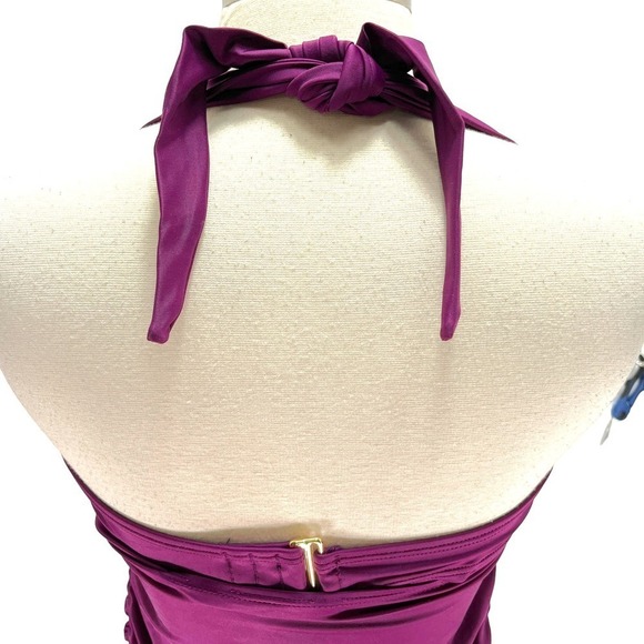 Soma NWT Bra Cup Sized Convertible Halter Shaping Tankini Top Henna Plum 34DD - Picture 10 of 16